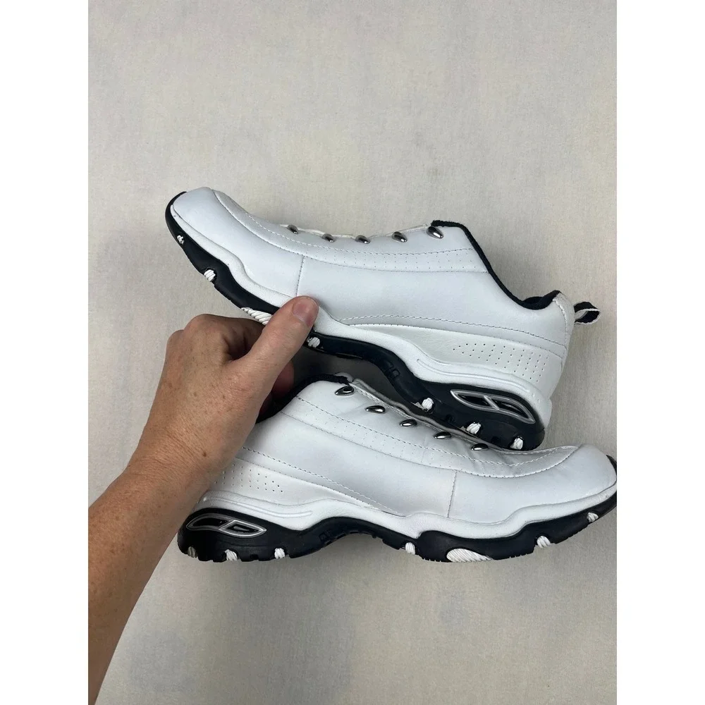 Skechers Sport Premiere White Black Leather Vintage Y2K Sneakers 6 Kids
